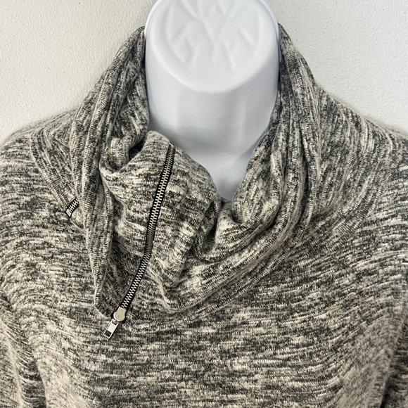 Soft Surroundings 2X Cowl Zip Neck Sweater Dress Plus Marled Gray Made USA Soft - Picture 7 of 11